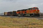 BNSF 4838 brings a freight SB.